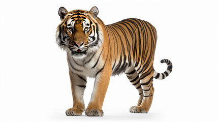 Beautiful tiger isolated on white background, AI Generative.