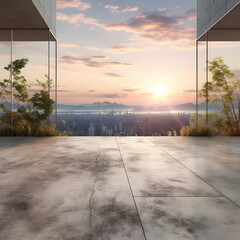 Natural sunset view from the rooftop, Generative AI