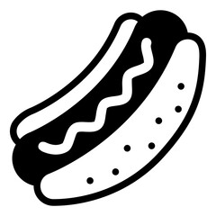 Hot Dog Glyph Icon Design Vector