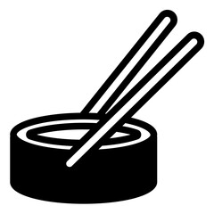 Sushi Roll Glyph Icon Design Vector