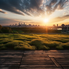 Natural sunset view from the rooftop, Generative AI