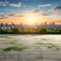 Natural sunset view from the rooftop, Generative AI