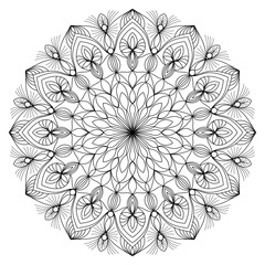 Mandala for coloring book, round ornament, irregular floral shape decoration, oriental vector, stress therapy pattern, weave yoga vector logo design element. adult mandala for coloring