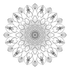 Mandala for coloring book, round ornament, irregular floral shape decoration, oriental vector, stress therapy pattern, weave yoga vector logo design element. adult mandala for coloring