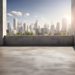 Cityscape seen from the rooftop, Generative AI