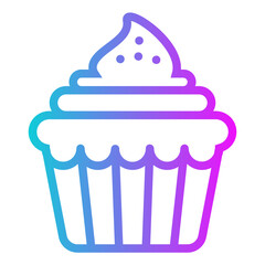 Cupcake Gradient Icon Design Vector