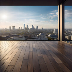 Cityscape seen from the rooftop, Generative AI