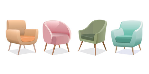 illustration of four sofas in soft and simple colors