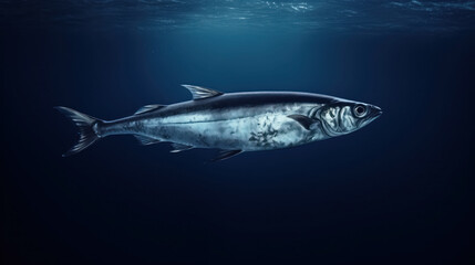 Naklejka premium Solitary fish swimming in the deep blue.