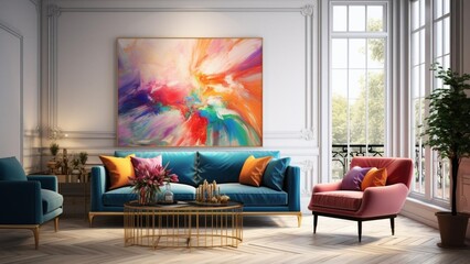 絵画のあるリビング