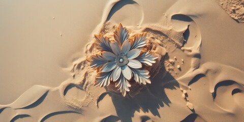 Sand flower On The Beach top view.
