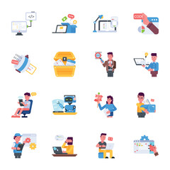 Collection of Development Flat Icons 
