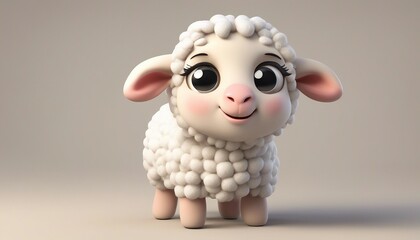 3D Rendered Illustration of a Cute Sheep