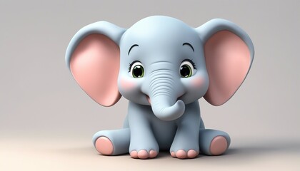 Cute elephant with expression on face - 3D Rendered Illustration