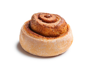 Tasty cinnamon roll on white background