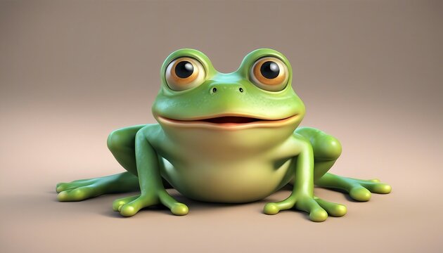 illustration of funny frog on a colored background. 3d rendering