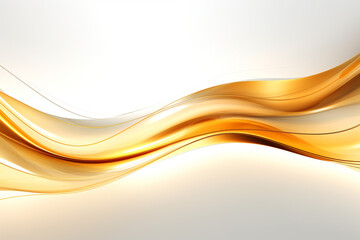Shining modern gold wave curved design on white background.