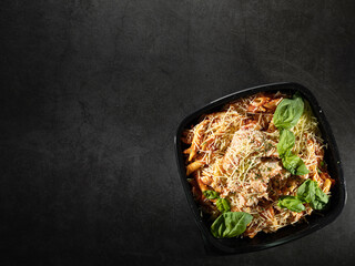 Penne pasta salad on a plate	