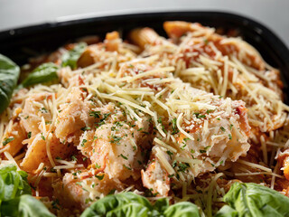 Penne pasta salad on a plate	