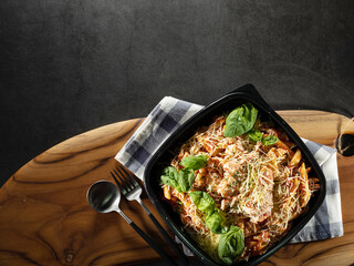 Penne pasta salad on a plate	