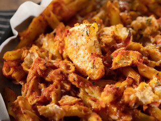 Penne pasta salad on a plate	