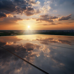 Nature and cityscape at sunset, Generative AI