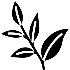 Obraz premium Green tea leaf icon. Solid design. For presentation, graphic design, mobile application.