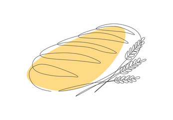 One Line Drawing Loaf Bread Vectors Illustrations