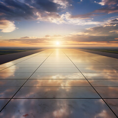 Nature and cityscape at sunset, Generative AI