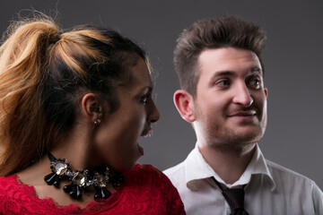 Shocked, jealous at companion's diverted glance