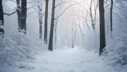Naklejka premium snow covered trees in the park