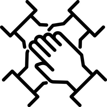 recommend clip art: Putting hand together icon. Outline design. For presentation, graphic design, mobile application.
