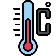 Celsius thermometer icon. Filled outline design. For presentation, graphic design, mobile application.