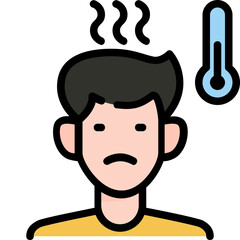 Obraz premium Measure sick with thermometer icon. Filled outline design. For presentation, graphic design, mobile application.