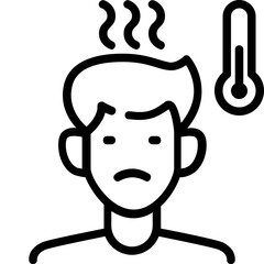 Measure sick with thermometer icon. Outline design. For presentation, graphic design, mobile application.