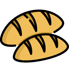 French bread icon. Filled outline design. For presentation, graphic design, mobile application.