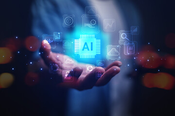 business people open up the world of technology interfaces Innovative online marketing business network of computers. data protection Innovation concept, AI, online technology	