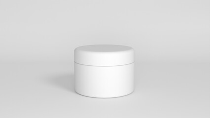 3D rendered Cosmetics Jar mock up. Packaging clear Cosmetic cream on isolated Light Grey background