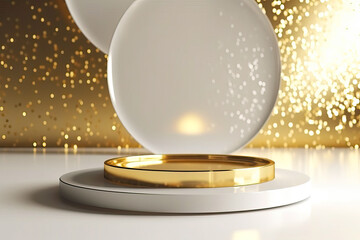 luxury golden podium Modern style white and gold background