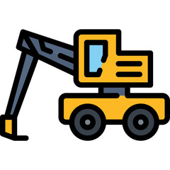 Excavator icon. Filled outline design. For presentation, graphic design, mobile application.