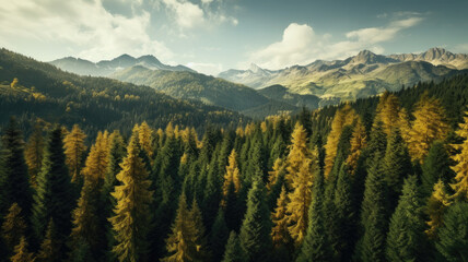 Fototapeta premium landscape mountain forest background Generative, AI