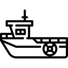 Fishing boat icon. Outline design. For presentation, graphic design, mobile application.