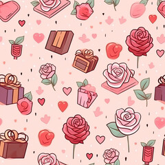 seamless pattern with sweets valentine day
