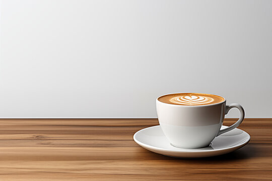 Empty background and a coffee cup on table wooden at the edge of the picture