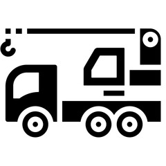 Crane truck icon. Solid design. For presentation, graphic design, mobile application.