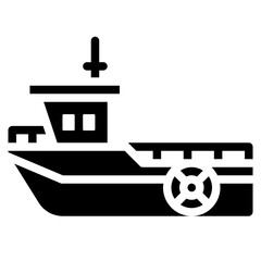 Obraz premium Fishing boat icon. Solid design. For presentation, graphic design, mobile application.