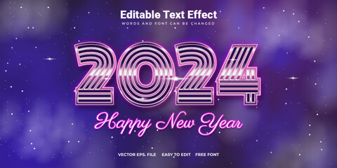 2024 Text Effect with a Sparkling Outer Space Theme