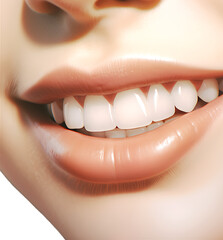 close up shot. Laughing woman mouth with healthy and bright teeth over transparent background.Dental care concept.