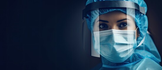 Medical staff wearing PPE in head shot image for COVID-19 protection.