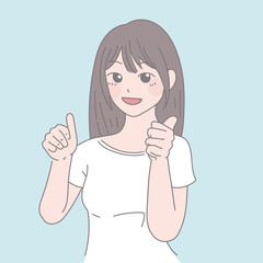 woman showing thumbs up